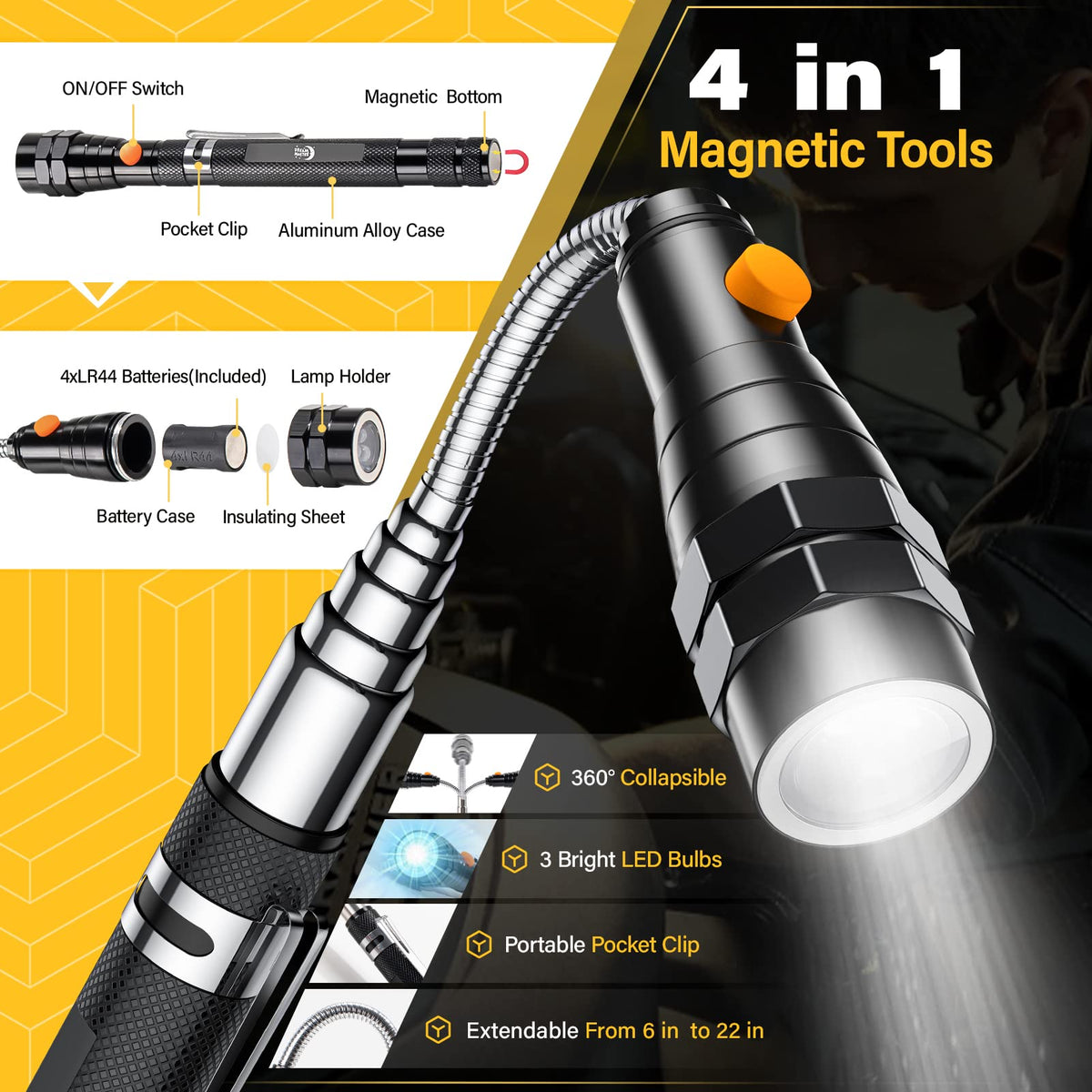 Dream Master magnetic pickup rod 1lb lifts screws and bolts with precision.