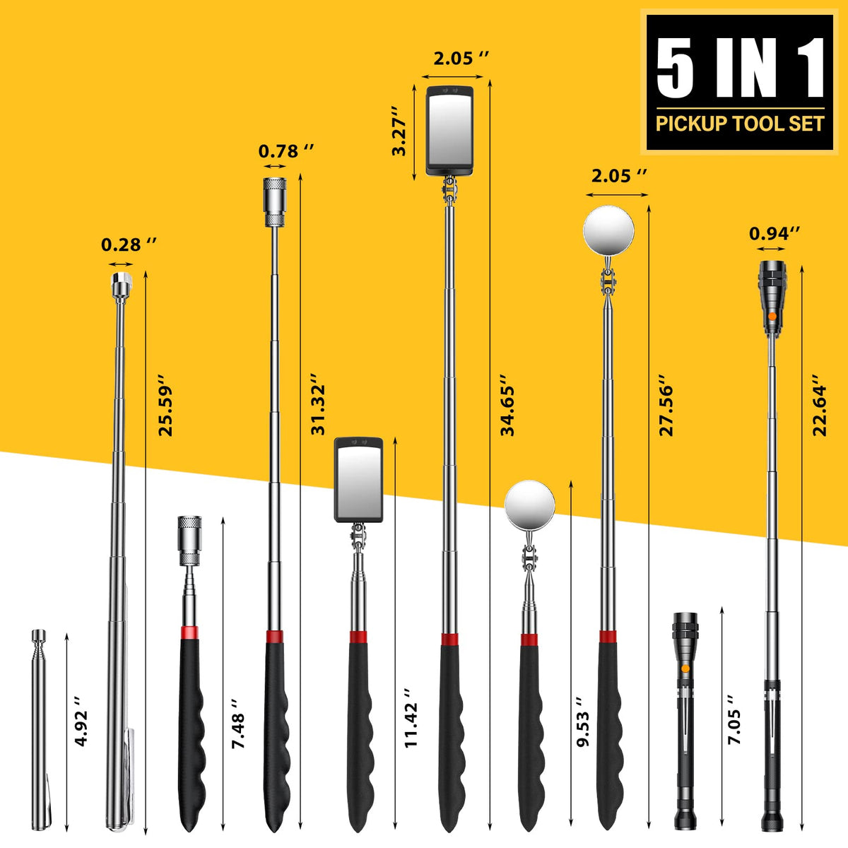 Dream Master telescoping flexible flashlight extends to reach hidden areas.
