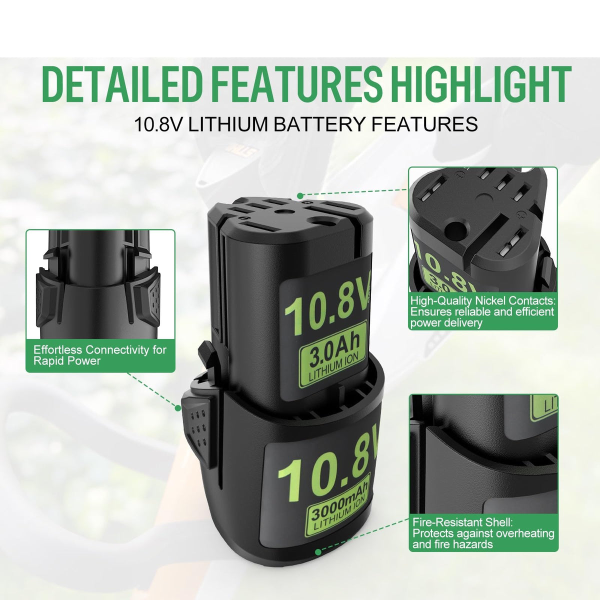 DREAMDASH battery installed in grass shears for extended work sessions