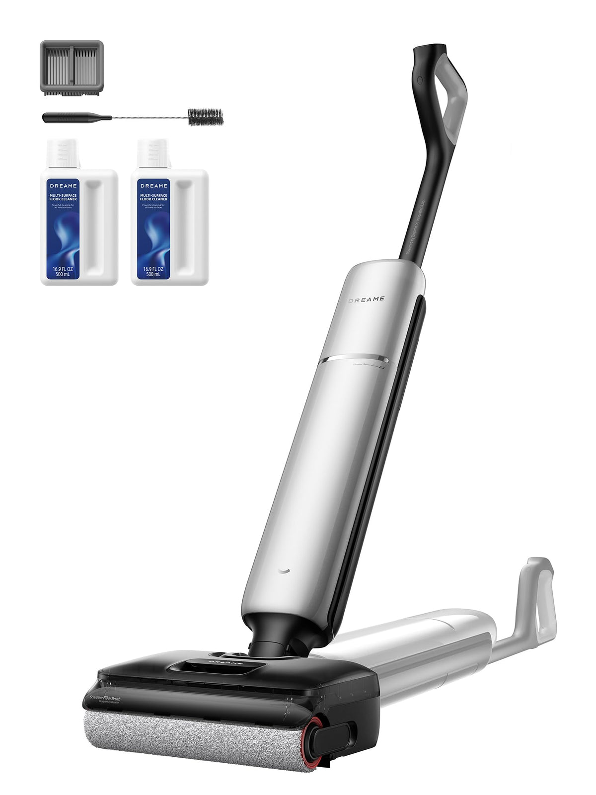 DREAME Aero Pro front view shows ultra-slim design for easy under-furniture cleaning.