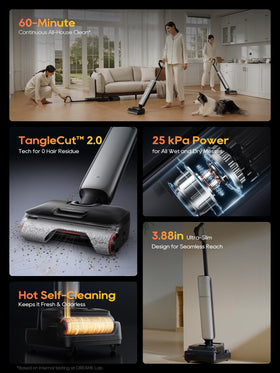 DREAME Aero Pro TangleCut 2.0 brush removes pet hair and fur efficiently.