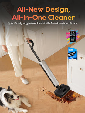 DREAME Aero Pro under-furniture reach demonstrates 3.88 inch profile in tight spaces.