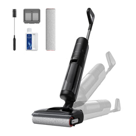 DREAME H12 Pro FlexReach demonstrates powerful vacuum-mop action on hard floors.