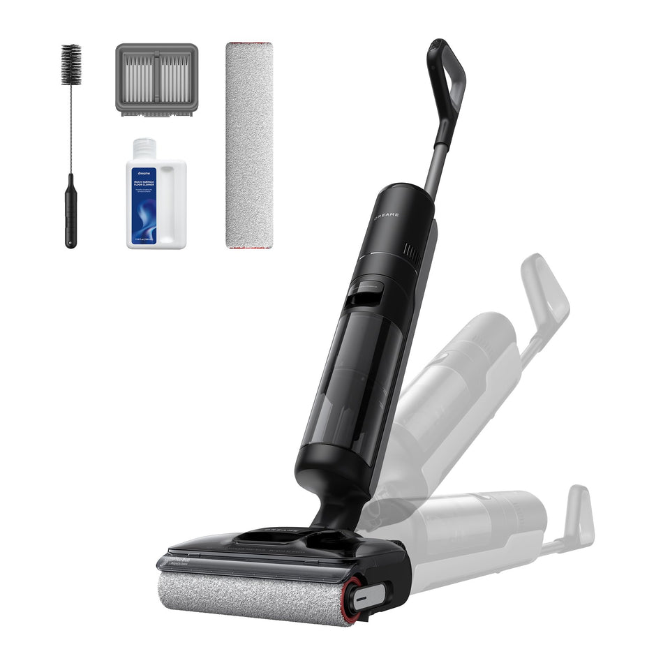 DREAME H12 Pro FlexReach demonstrates powerful vacuum-mop action on hard floors.