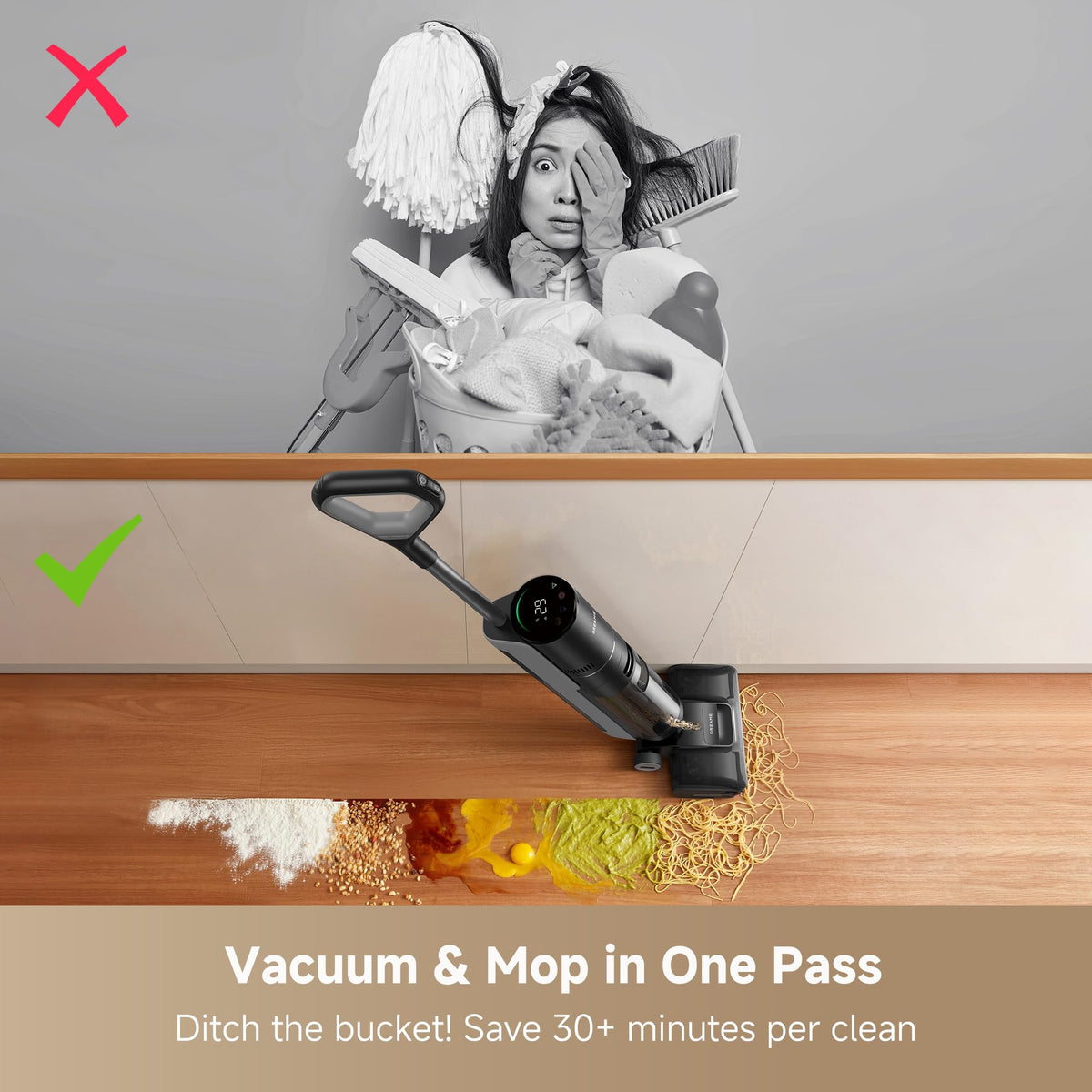 DREAME H12 Pro Gen2 tanglecut-hair-scraper reduces hair tangles during cleaning.