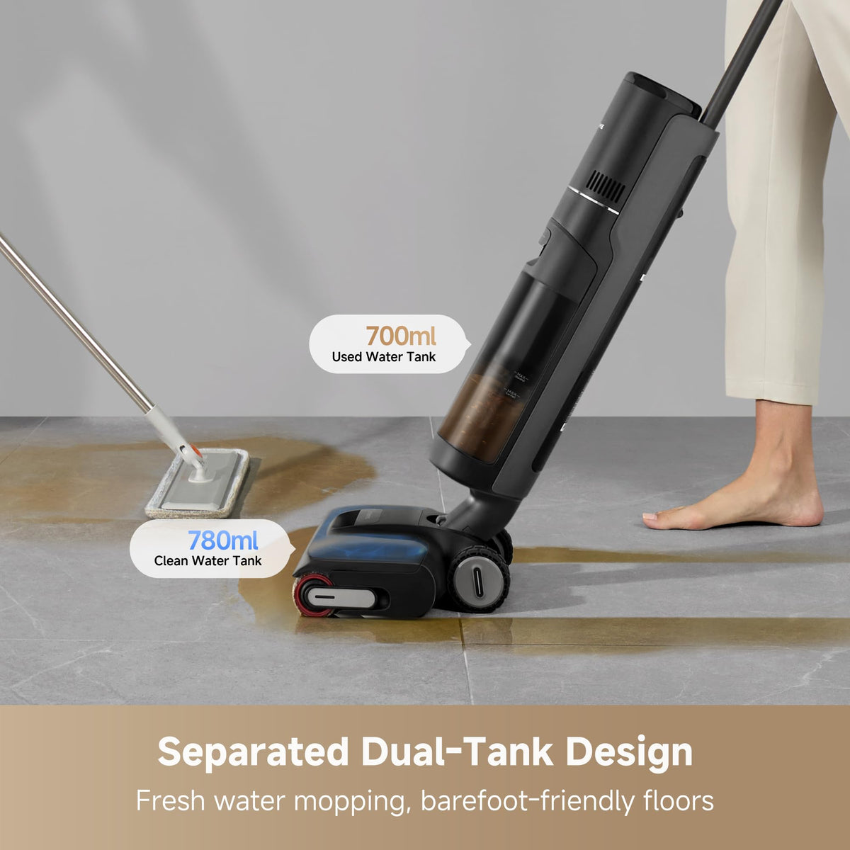 DREAME H12 Pro Gen2 vacuum-mop-combo cleans floors in one pass.