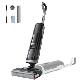 DREAME H14 demonstrates 180-degree lie-flat reach under furniture for hidden dust.