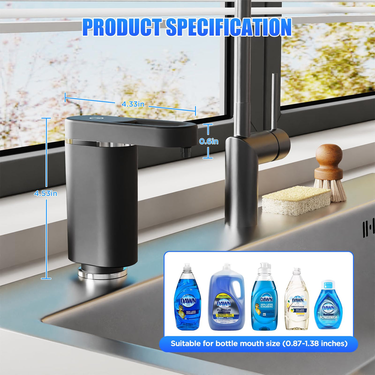 DreameHill compatibility-wide fits most liquid soaps and dish soaps.