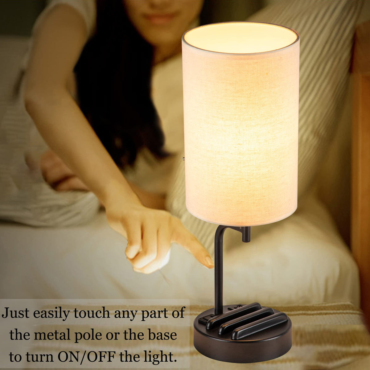 Lamp features built-in AC outlet for powering small devices