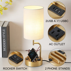 Dreamholder table lamp features a black metal base for a modern room update.