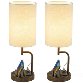 Dreamholder table lamp with USB ports and AC outlet for convenient charging.