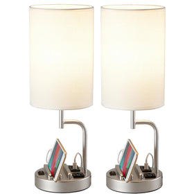 Dreamholder table lamp with USB ports and outlet for bedside charging.