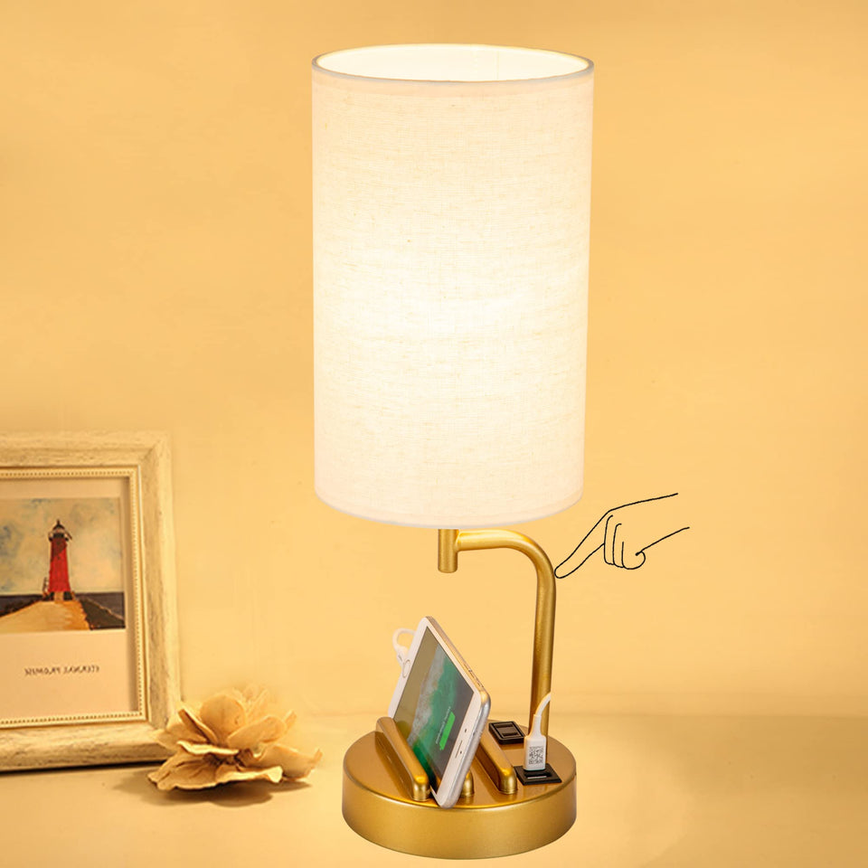 Dreamholder touch-control table lamp base with ports for organized charging