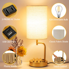 Dreamholder lamp with USB, USB-C, and AC outlet for simultaneous charging