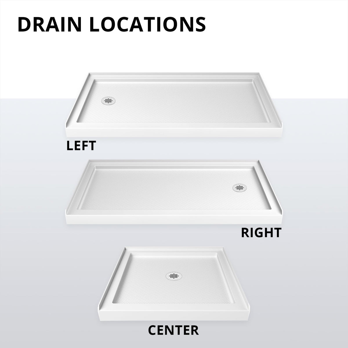 Three-side tile flanges on the SlimLine base provide neat alcove edges.