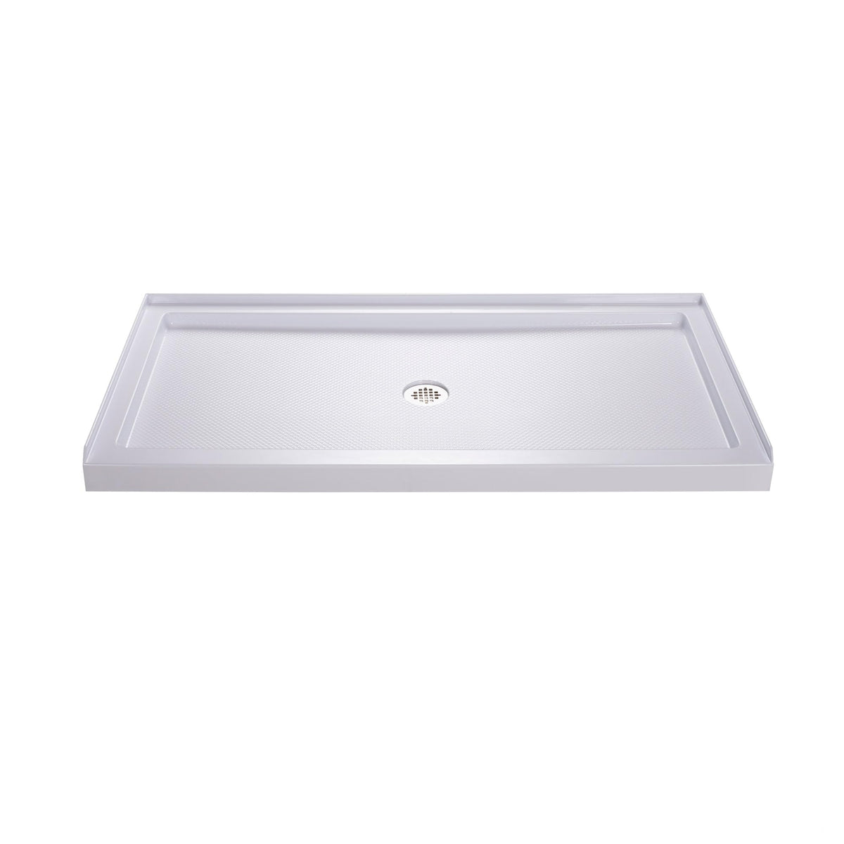 DreamLine SlimLine base front view with white finish and glossy surface for a modern shower.