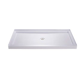 DreamLine SlimLine base front view with white finish and glossy surface for a modern shower.