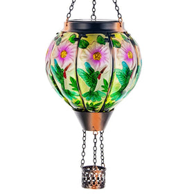 DREAMSOUL hummingbird balloon lantern front view with warm flicker outdoors