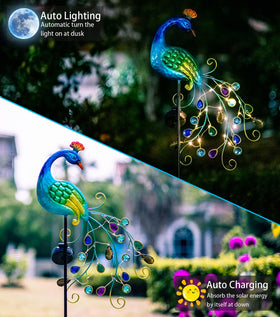 Dreamsoul metal peacock garden light tail detail creates enchanting night glow