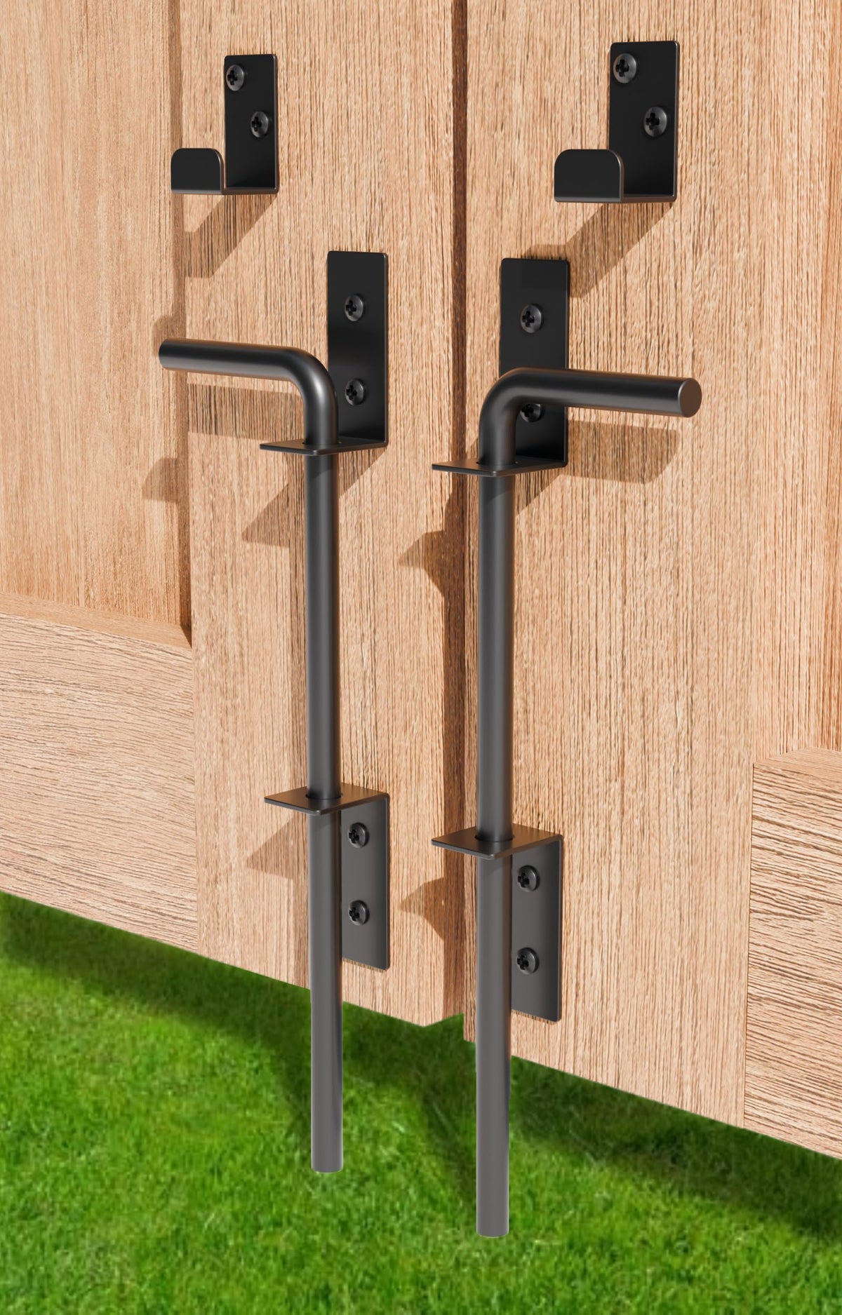 Dreamxiang 12-inch cane bolt gate drop rod securing a heavy gate.