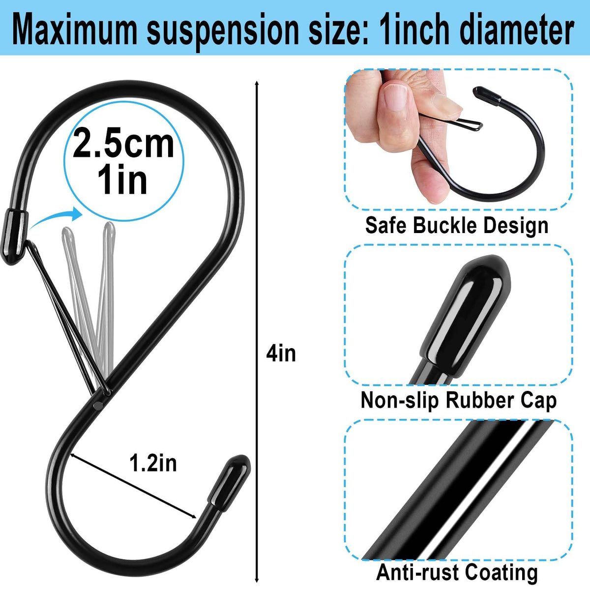 Dreecy heavy-duty S Hook with rust-resistant coating for indoor or outdoor use.