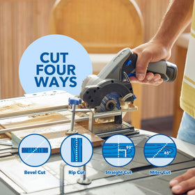 3-3/8 inch multi-material blade suitable for trimming and panel cuts.