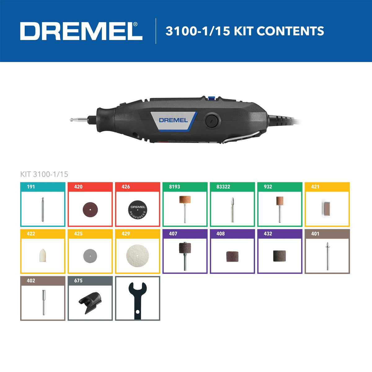 Dremel 3100 ergonomic handle supports comfortable long sessions.