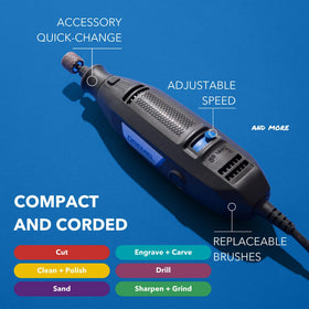 Dremel 3100 six-foot cord enables flexible project movement.