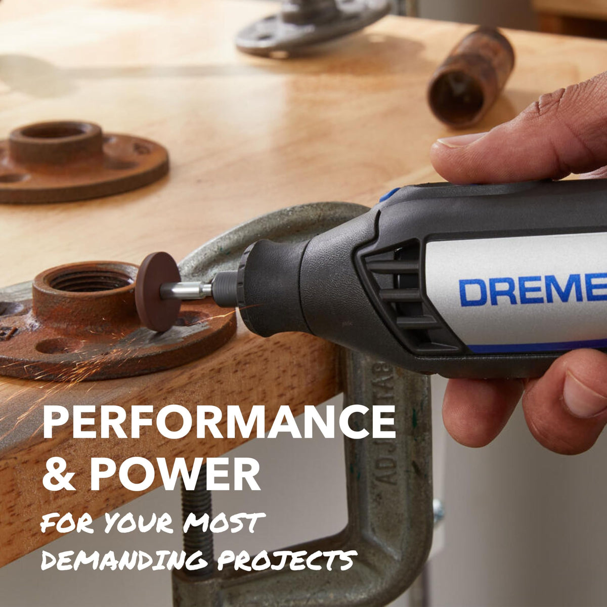 Dremel 4000 electronic speed control maintains constant speed.