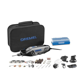 Dremel 4300 with LED pivot light guiding detailed work in dim spaces.