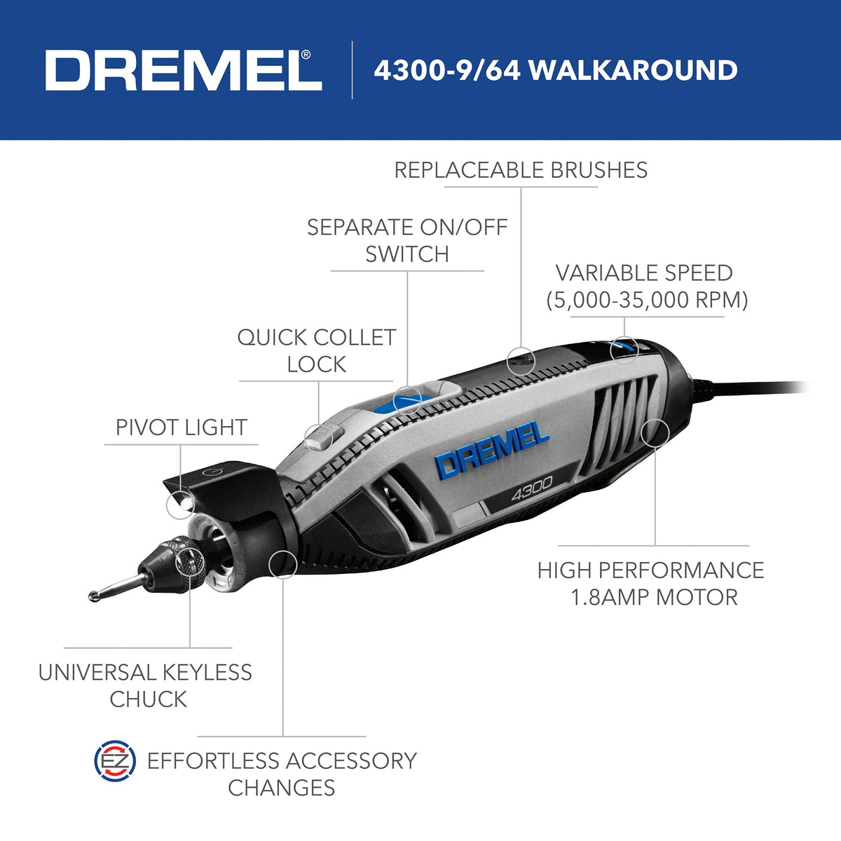 Dremel 4300 slim ergonomic design supports comfortable use
