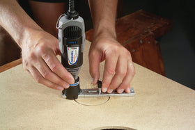 Dremel 678 in-use circle cutting on metal, wood, or plastic.