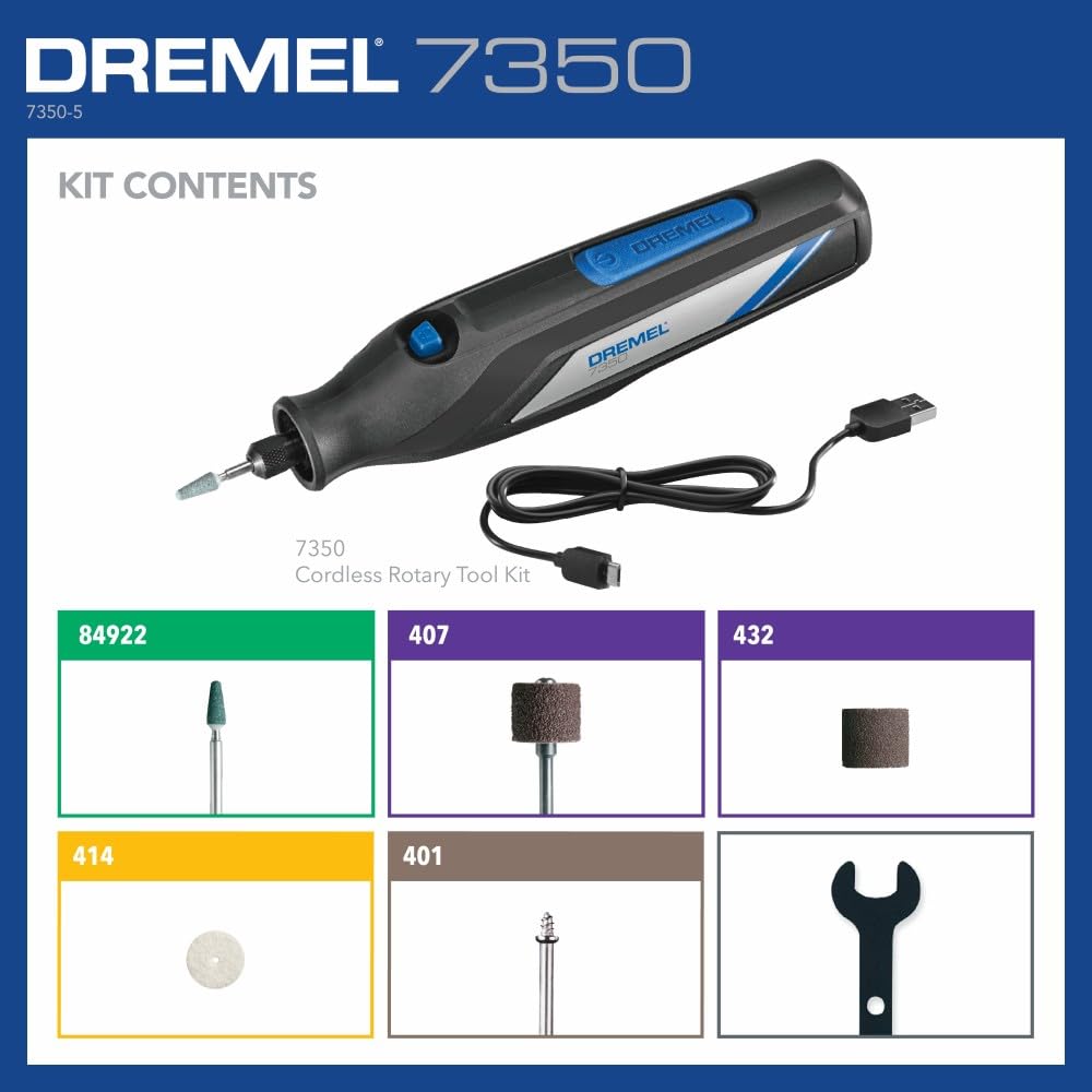 Dremel 7350 12,000 RPM single-speed for steady, controlled cuts.