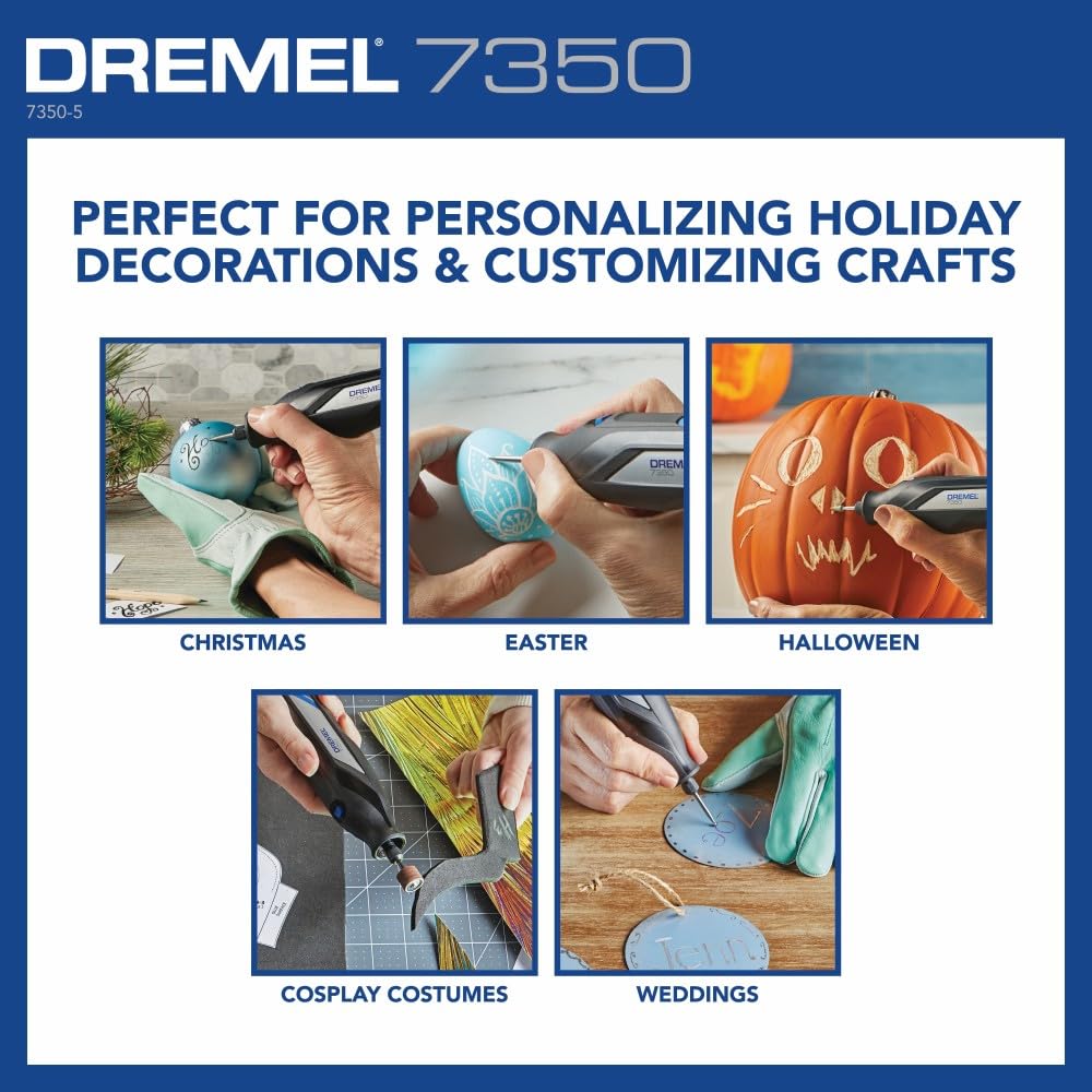 Dremel 7350 quiet operation reduces noise during work.