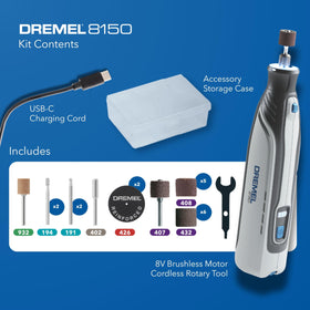 Dremel 8150 includes 20 accessories for projects