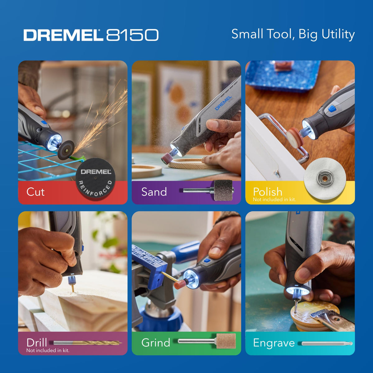 Dremel 8150 works with all attachments for engraving