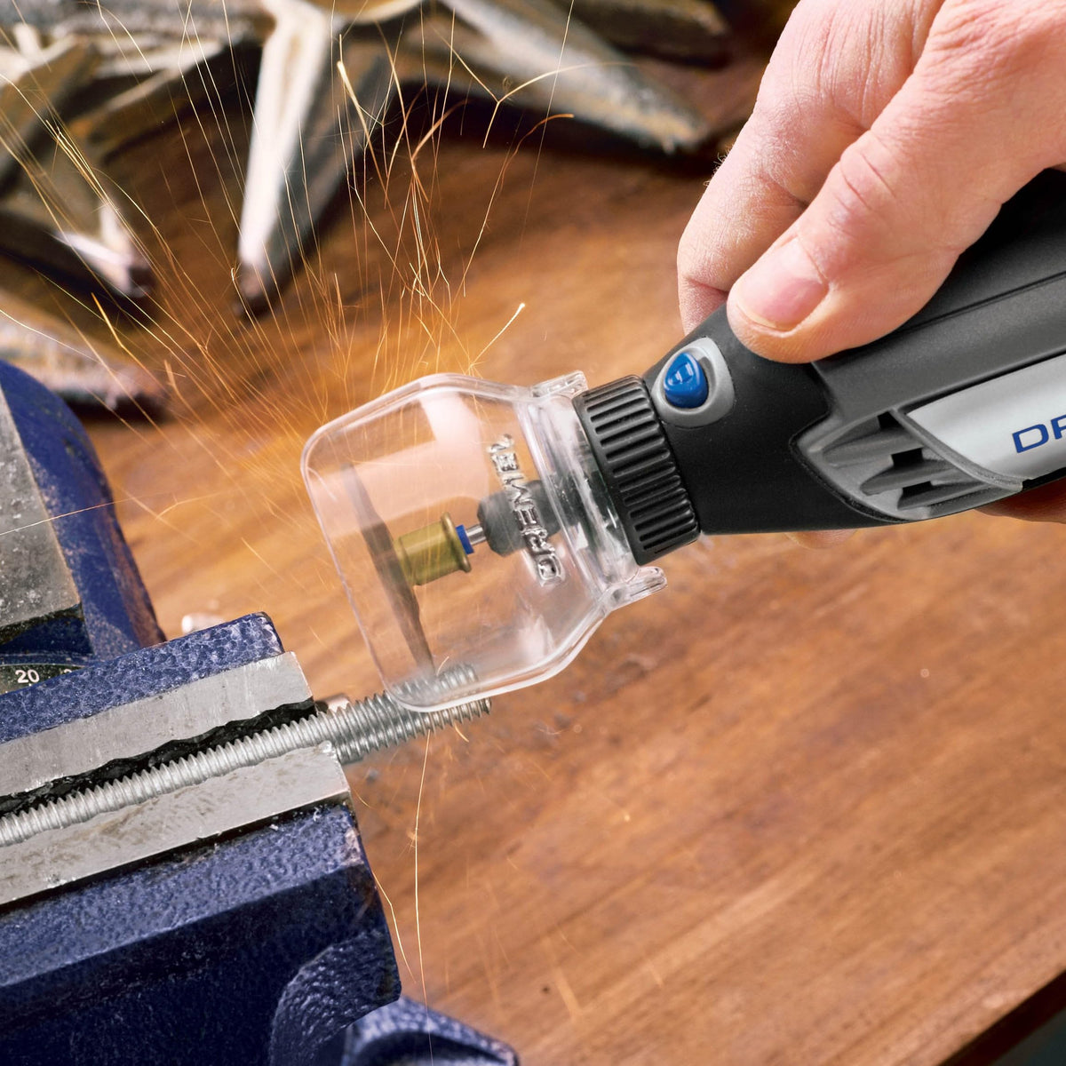 Dremel A550 shield easy access to attachments maintains workflow.