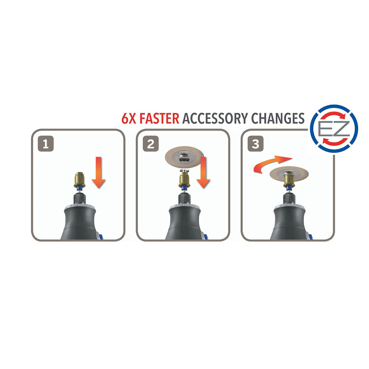 Dremel EZ544 compatible with EZ402 mandrel for fast setup.
