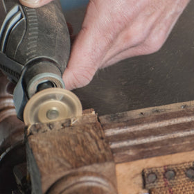 Dremel EZ544 cutting wheel laminates finished edges in one pass.