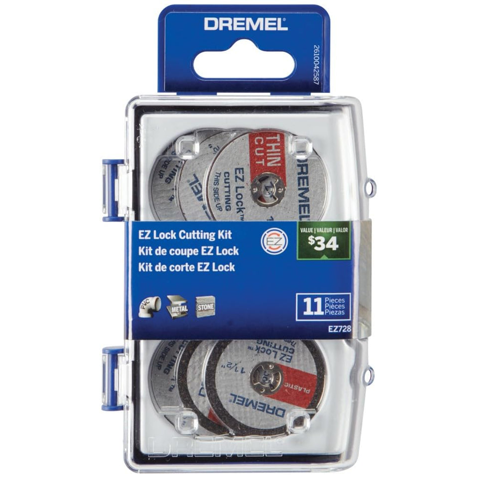 Dremel EZ728-01 kit case keeps parts organized for fast access.