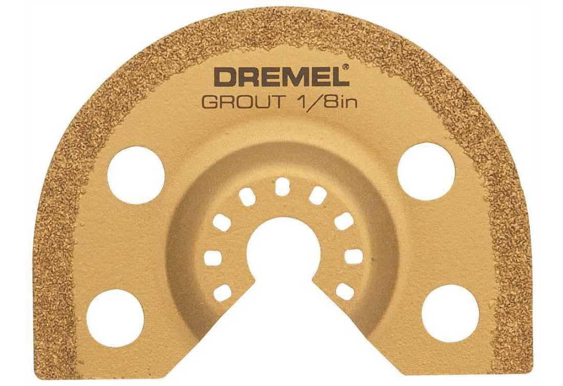 Dremel MM501 blade in action removing grout between tiles