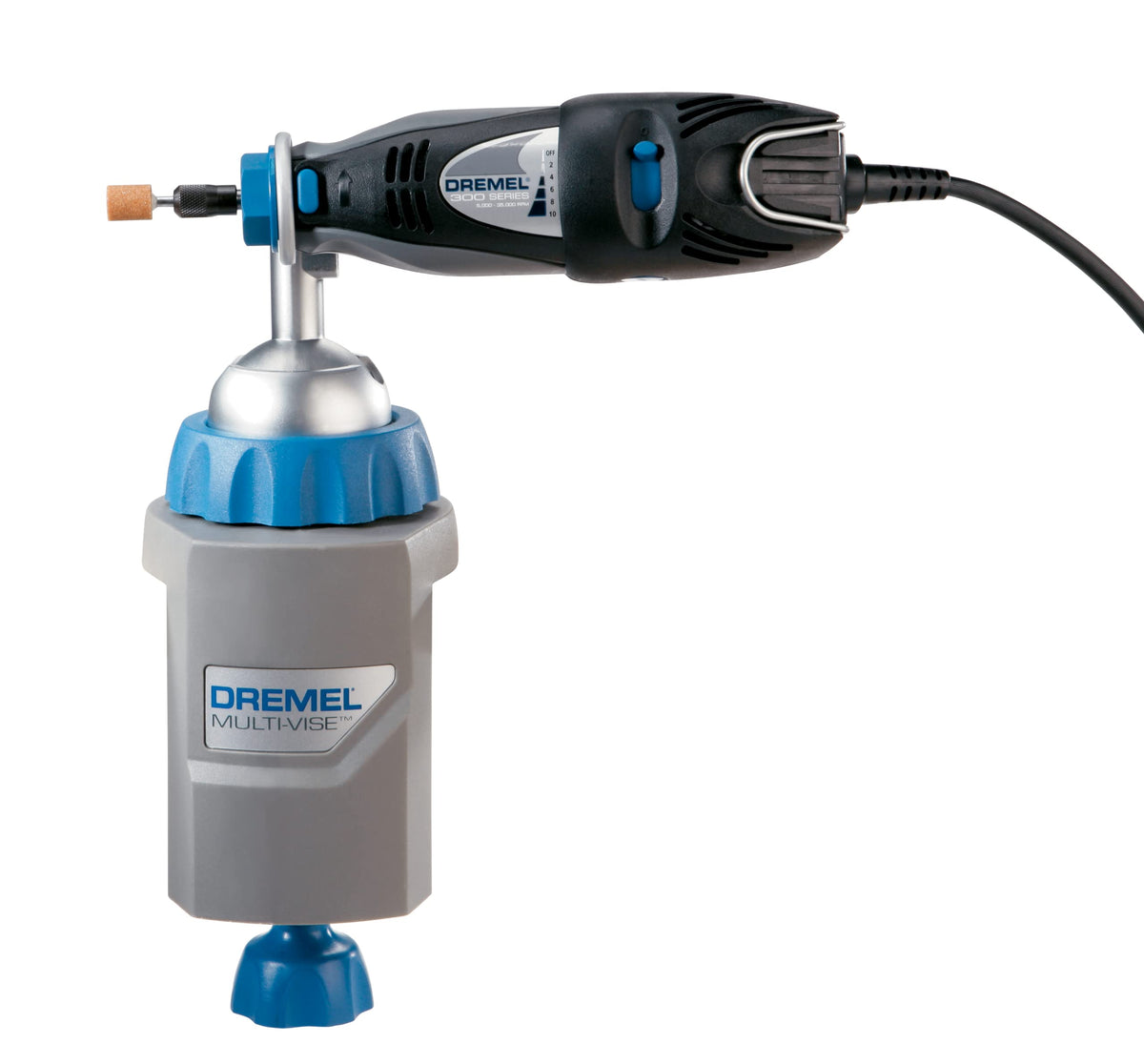 Dremel Multi-Vise 360° rotating base enables work from any angle.