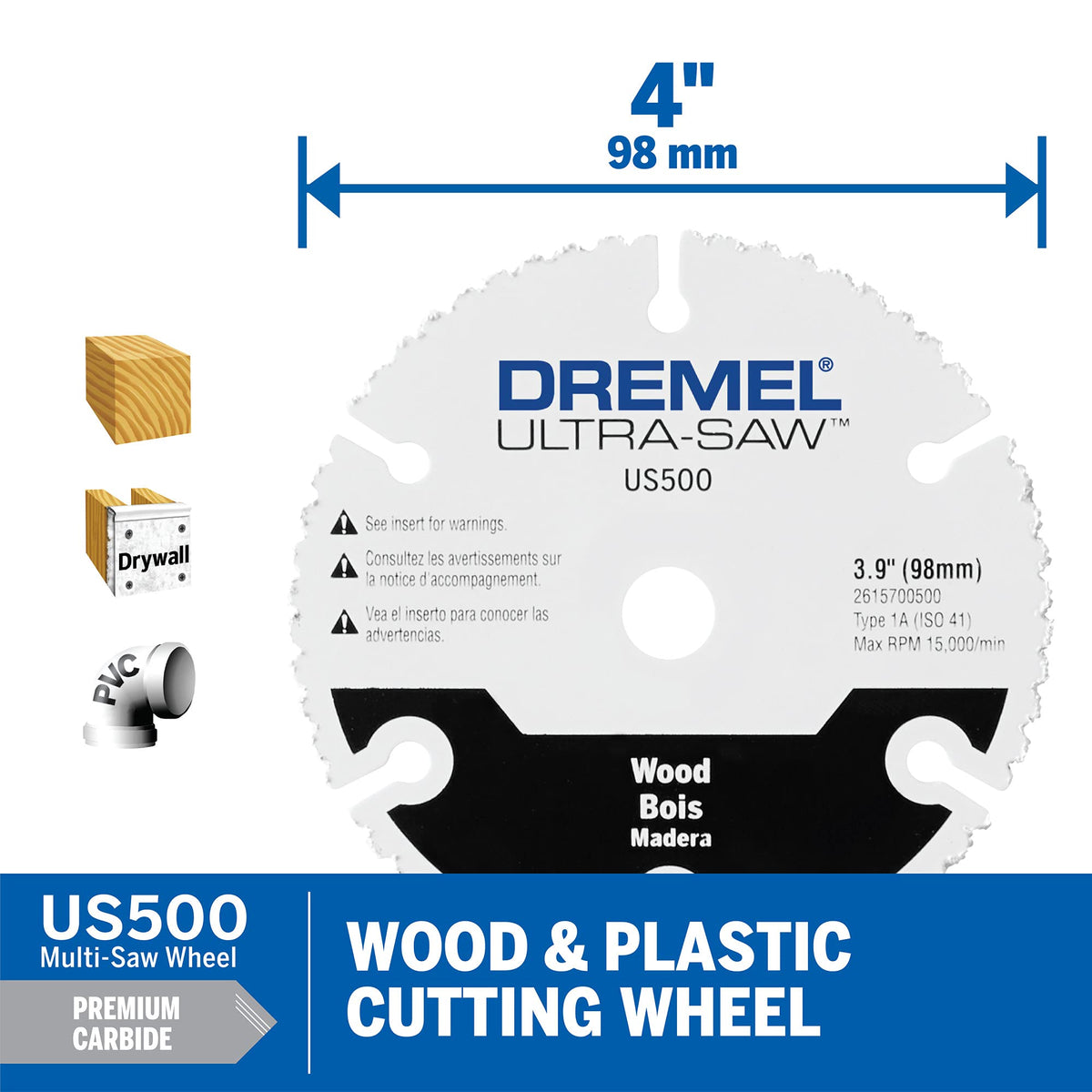 Dremel US500-01 four-inch wheel ready for versatile project work