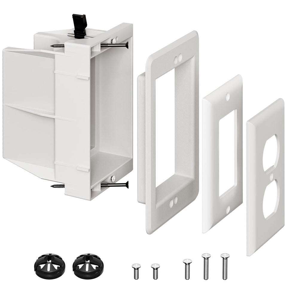 Dremica DVFR1W recessed outlet box with flush-mount design for space-saving walls