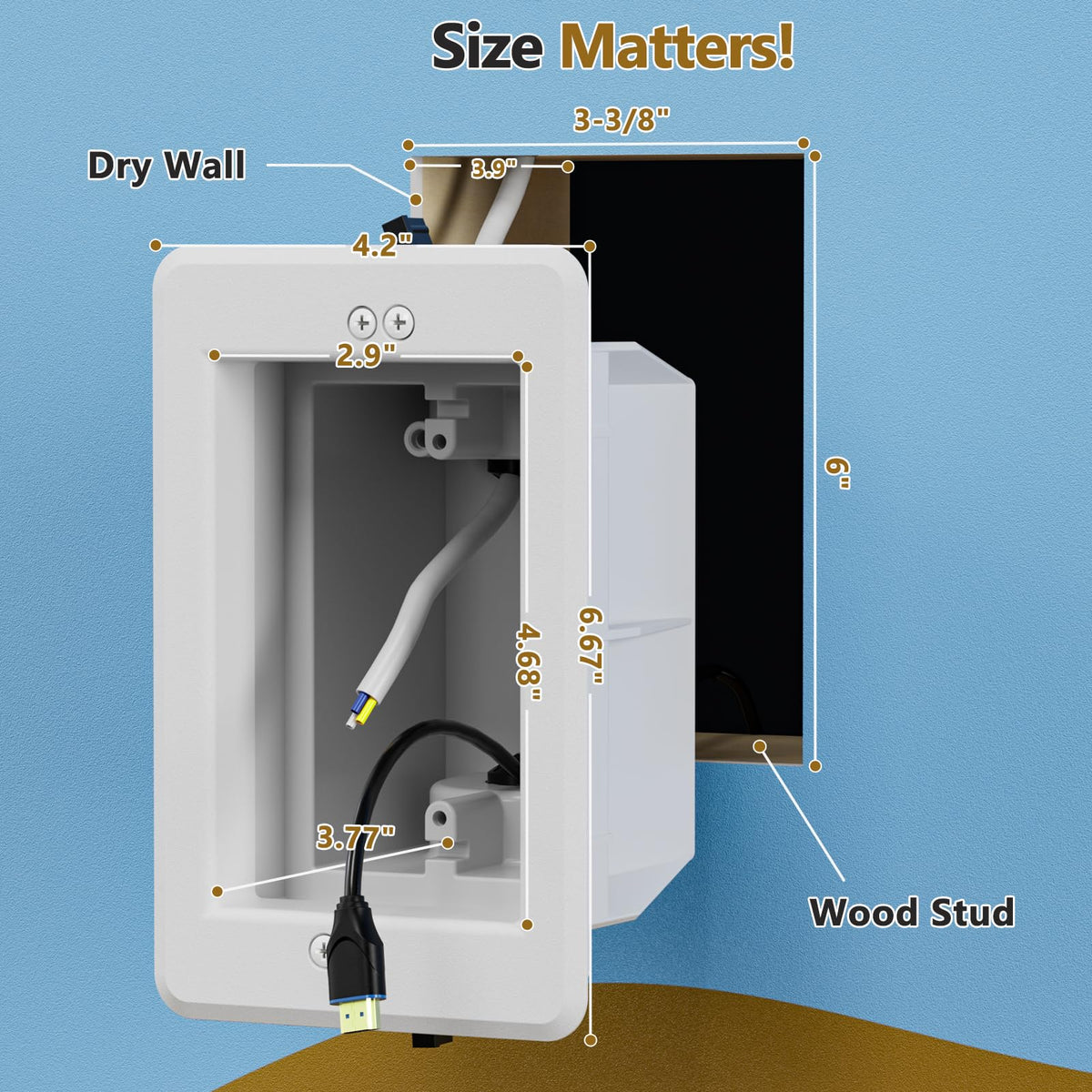 Dremica DVFR1W wall-mount TV-ready box concealing outlets