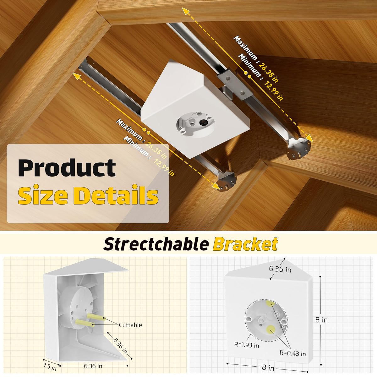 Dremica fan-light mounting bracket shows a fully assembled setup for secure fixtures.