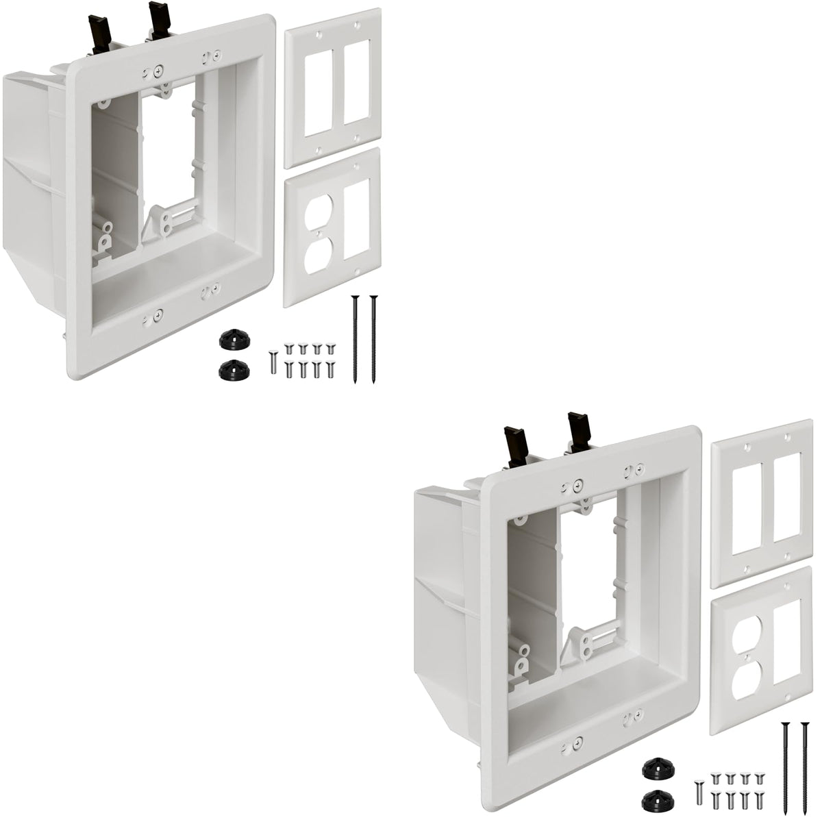 Dremica TVBU505-1 recessed outlet box flush against wall for a clean setup