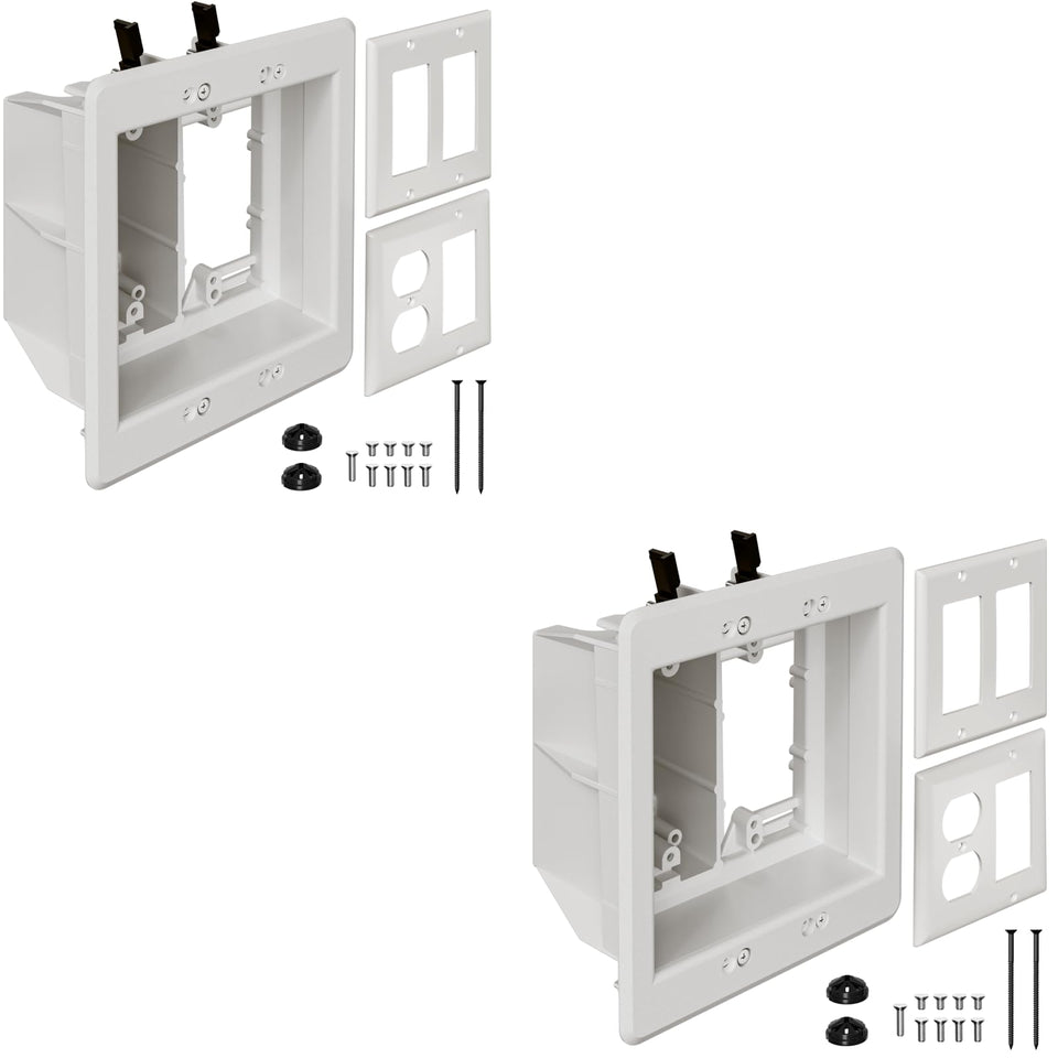 Dremica TVBU505-1 recessed outlet box flush against wall for a clean setup