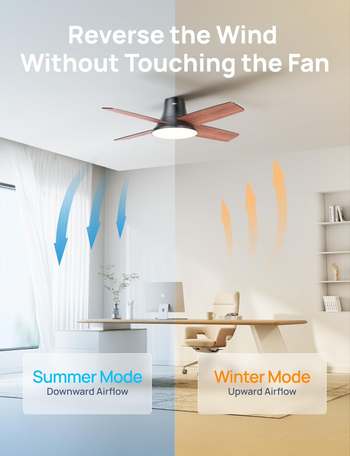 DREO 6-speed ceiling fan delivering adjustable, quiet airflow