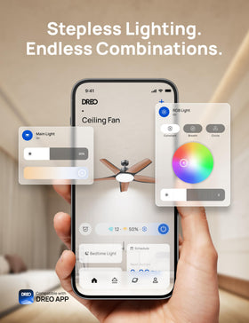 DREO app control interface on phone for quick adjustments.